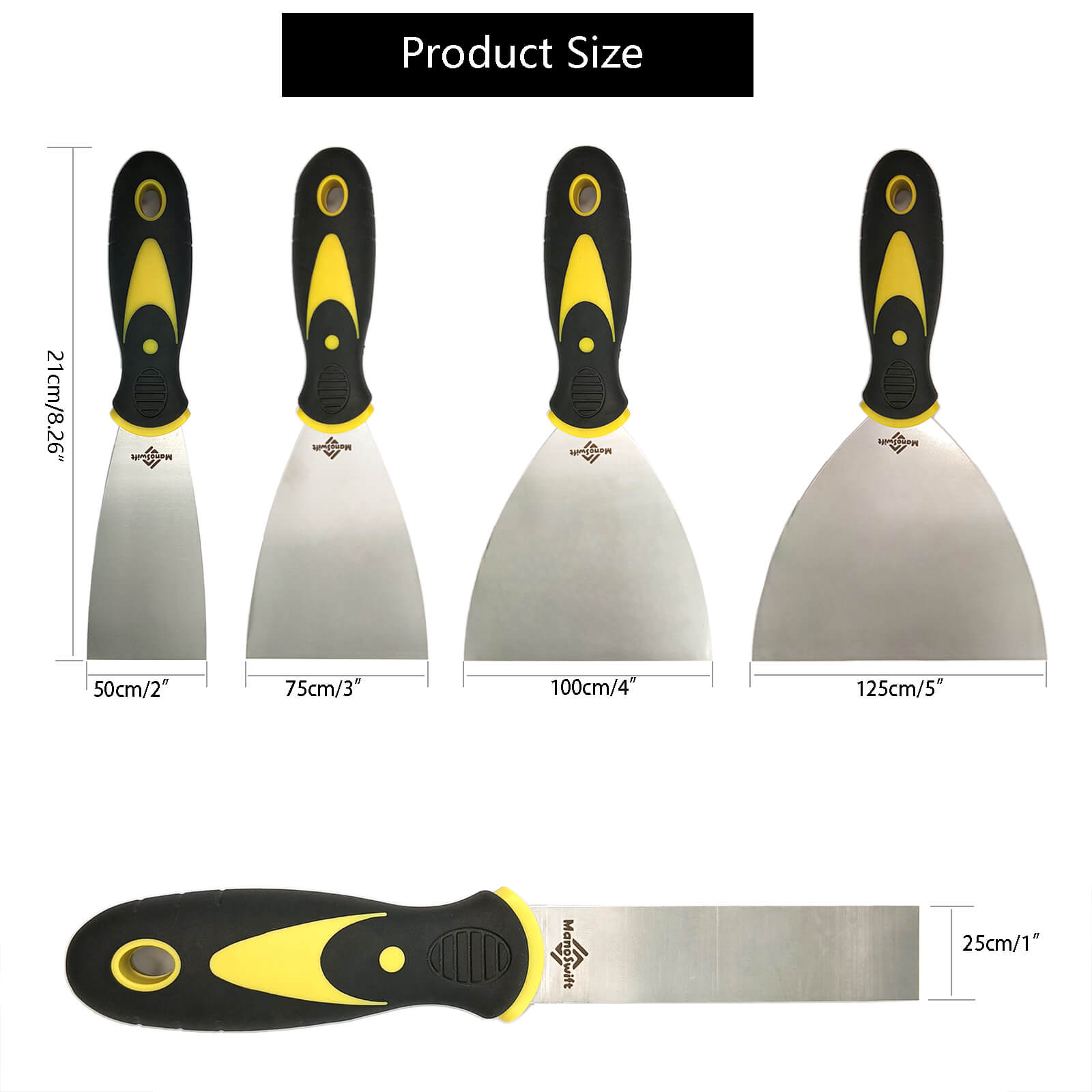 5Pcs Putty Knife Set | 1" to 5" Sizes | Stainless Steel Scraper for Drywall Repair, Wallpaper Removal & Plaster Scraping | Rust-Resistant Spackle & Paint Scraper Tools